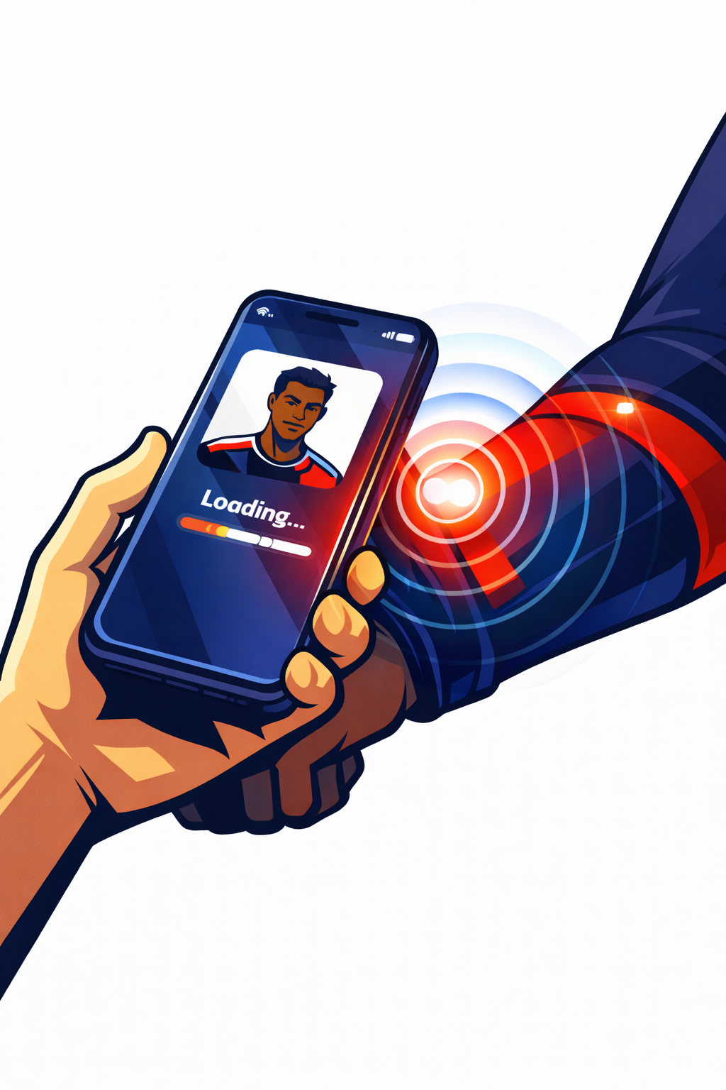 Tapping a phone against a ZGuards sleeve to unlock the app